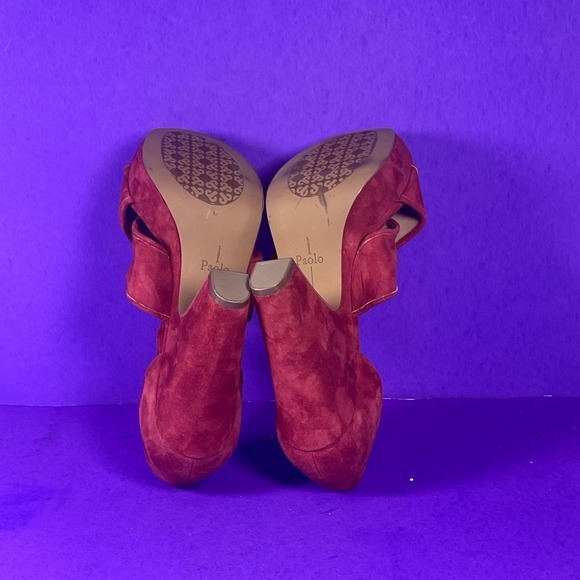 Linea‎ Paolo Red Suede Criss-Cross Ankle Strap Sandals Women's Size 7.5-NEW - Picture 8 of 10